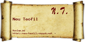 Neu Teofil névjegykártya